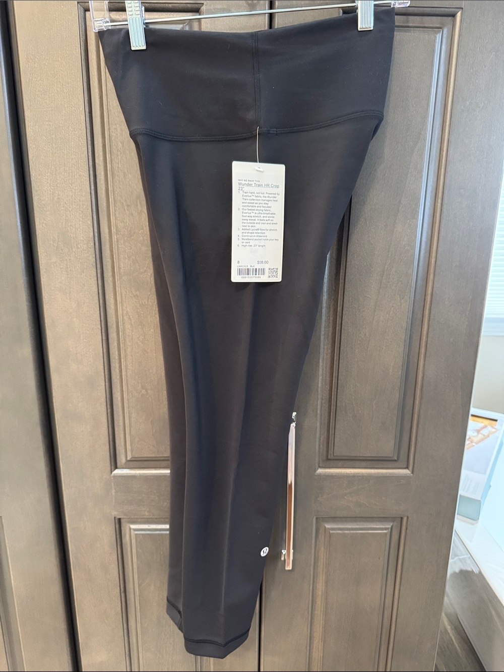 NWT Lululemon Women’s Size 8 Black Wunder Train HR Crop 23”